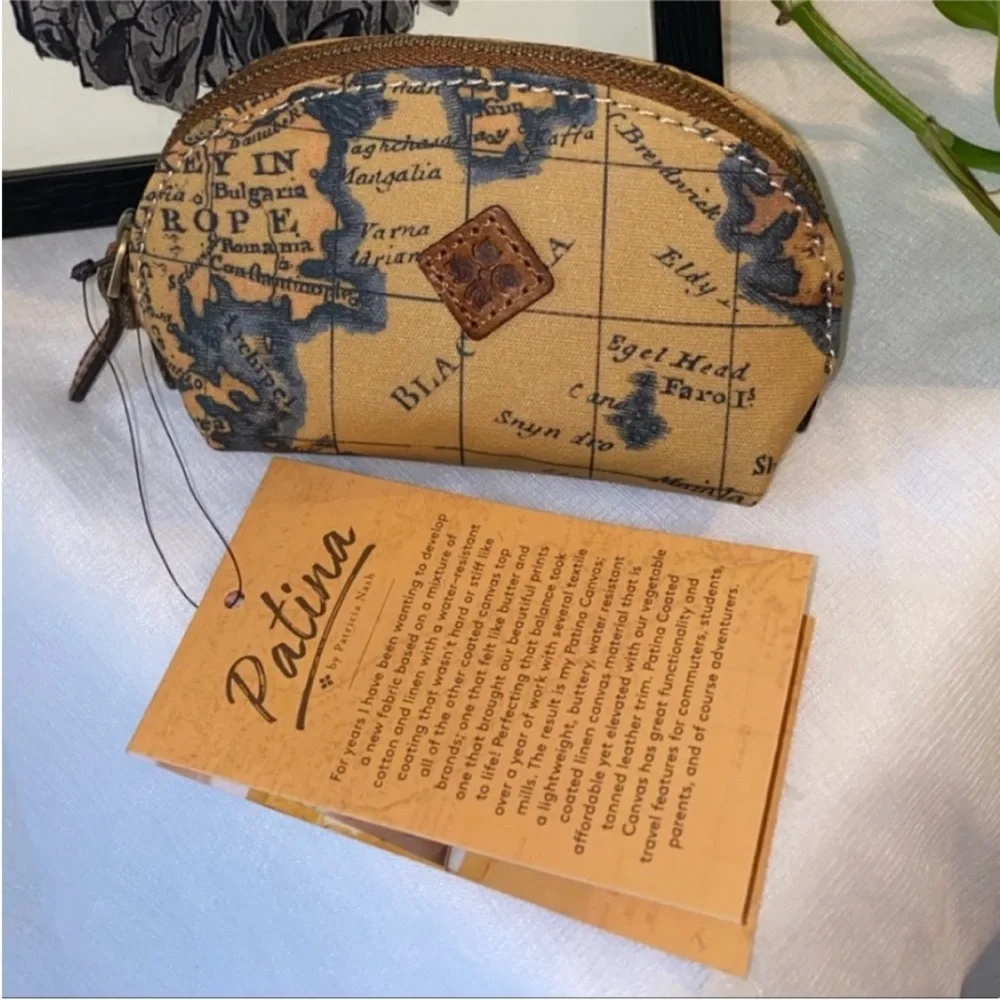 NWT Patricia Nash Patina Mini Cosmetic Case- European Map Print
